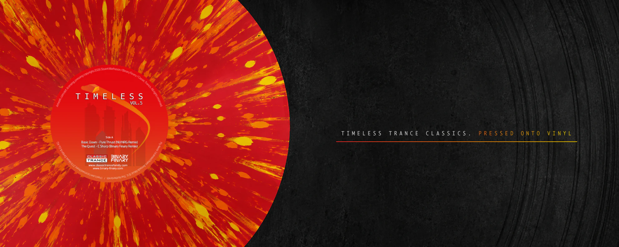Timeless Vol. 5 red and orange splatter vinyl campaign banner